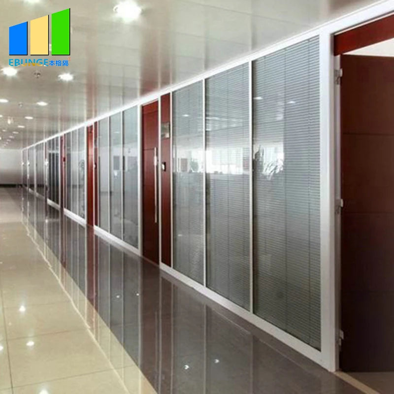 Modern Single Glass Partition Wall for Meeting Rooms Home Office Gym or Hospital with Aluminium Frame-for Schools Warehouses
