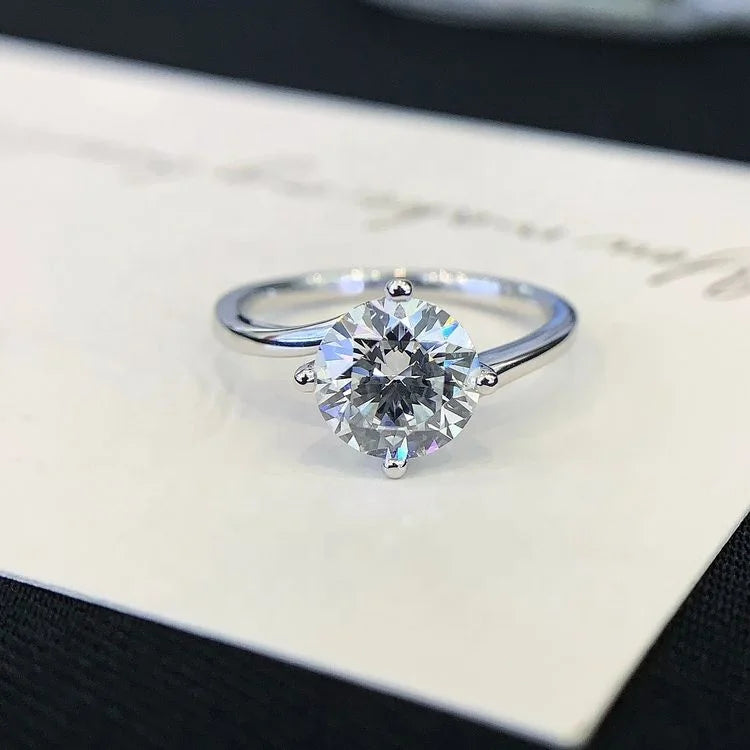 Ruyi Jewelry 2ct DEF VVS1 VVS2 Round Diamond IGI 18k Band Solitaire Ring