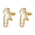 14K Gold Plated Stainless Steel Jewelry Irregular Shape Design White Epoxy Ear Stud Accessories Earrings E221370