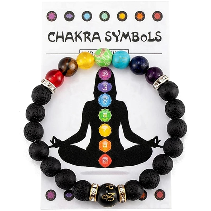 Anxiety Relief Jewelry Mandala Yoga Meditation Bracelet Beautiful Seven Colors Natural Stone Crystal Bracelet Gifts for Women