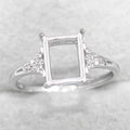 Sterling Silver 7*9mm Semi Mount Ring Square Shape Empty Frame Blank Claws Setting S925 Base Without Center Stone for Inlay DIY