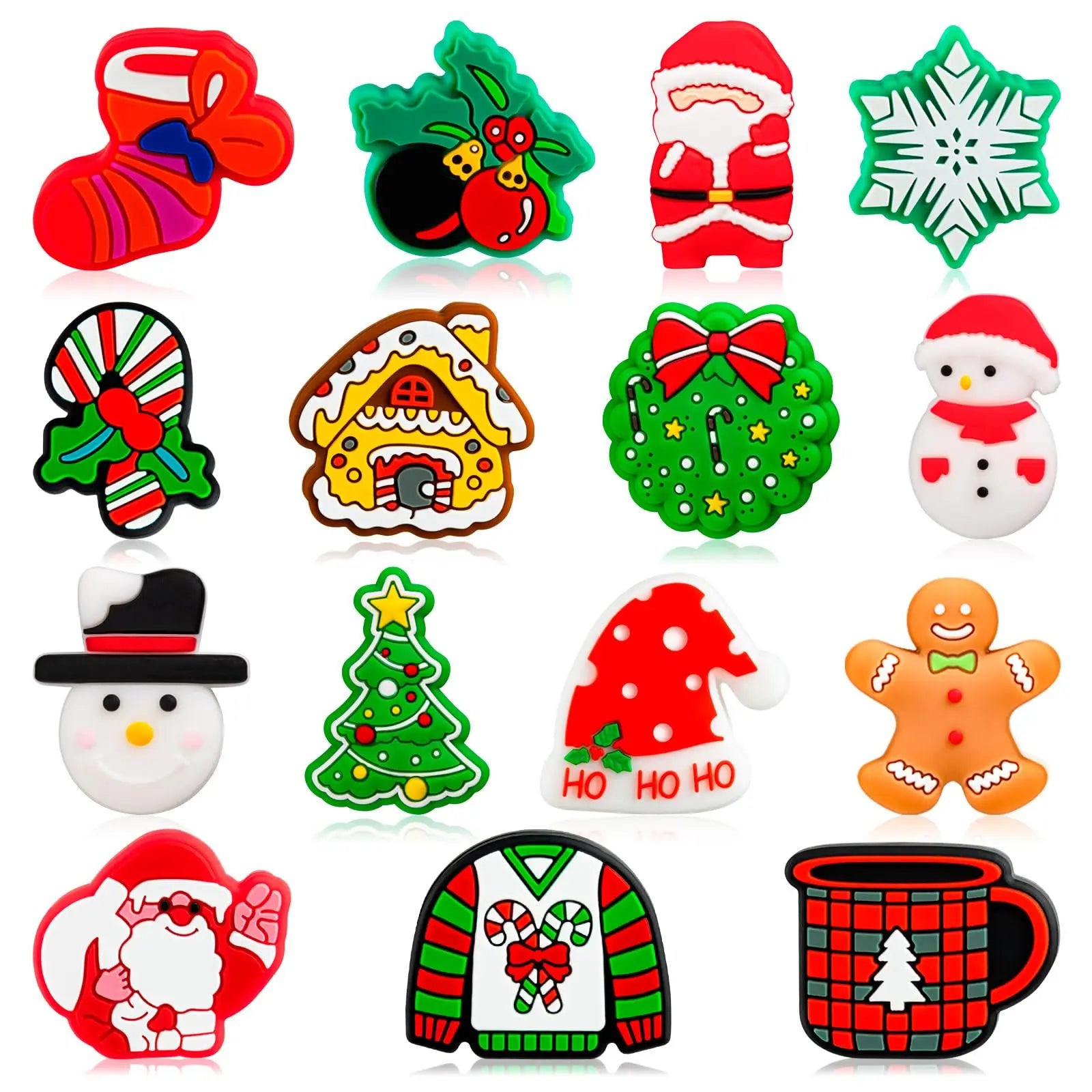 Wholesale Loose Beads Cartoon Style Christmas Series Food Grade Multicolor Silicone for DIY Wristlet Keychain Pen Accessories