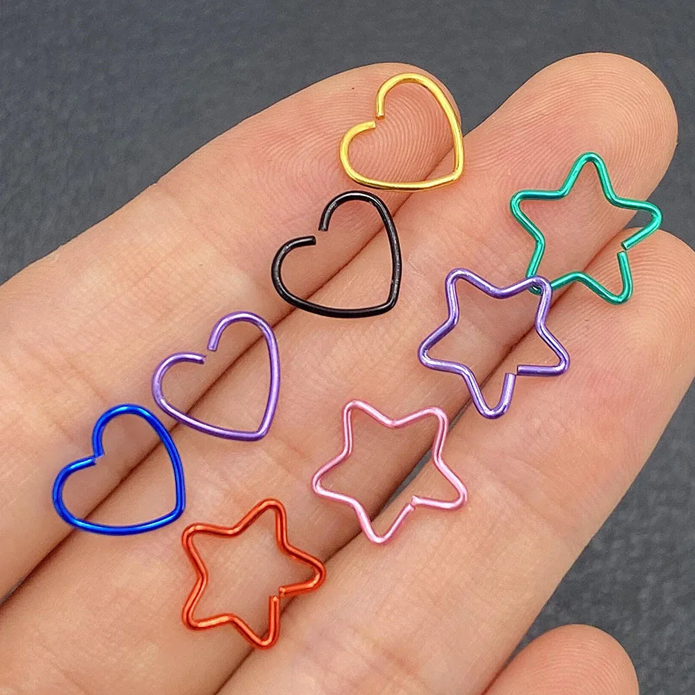Stainless Steel Heart and Star Shaped Pierced Face Nose Ring Jewelry Ears Accessories Rings Jewelry