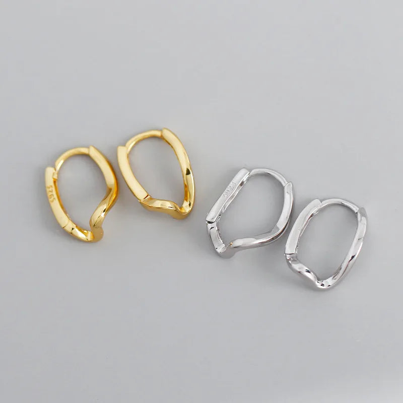 Wholesale Minimalist Irregular Wave Pattern 925 Sterling Silver 18K Gold Hoop Earrings Sterling Silver 925 Jewelry