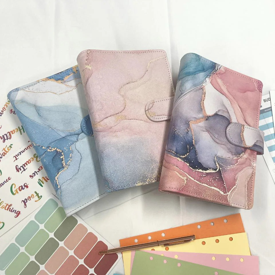 Wholesale Custom Mermaid Binder Business Notebook Pu Leather Notebook Budget Planner Loose Leaf 6 Ring A6 Budget Binder Planner