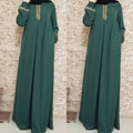 S-5XL Ethnic Style Printed Loose Fit Long Dress Middle Eastern Muslim Dress Casual Robe