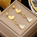 Non Tarnish Multi Hollow Love Heart Earrings Chic Titanium Stainless Steel Shell Heart Earring Women Luxury