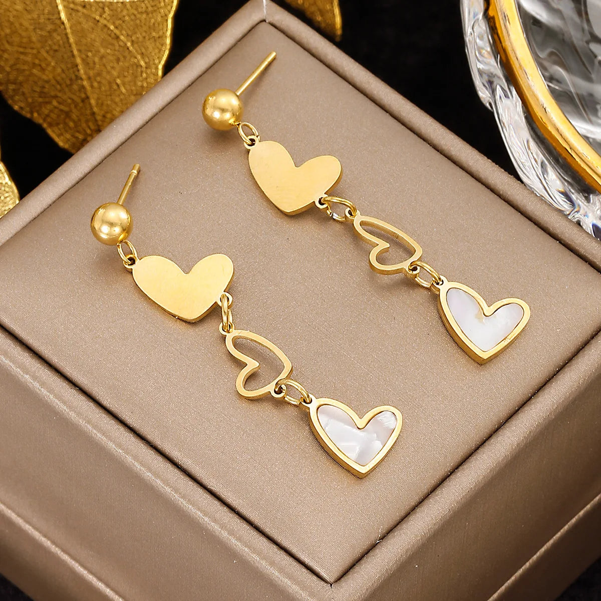 Non Tarnish Multi Hollow Love Heart Earrings Chic Titanium Stainless Steel Shell Heart Earring Women Luxury