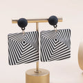Simple Fashion Black And White Love Stripe Ear Jewelry Geometric Drop Earrings For Women Resin Earrings Industrial Earrings