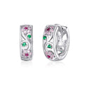925 Sterling Silver Colored Zircon Flower Hoop Earrings for Women Wedding Engagement Statement Fine Jewelry BSE403