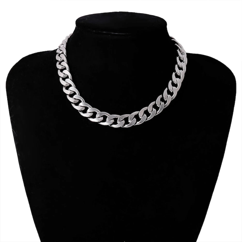Wholesale Hip Hop Stainless Steel Chunky Chain Men Women Silver Plated Couple Necklace Jewelry