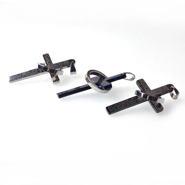 Stainless Steel Cross Pendant Necklaces for Men Women Simple Necklace Jewelry Set Gifts Gold Silver Black Tone