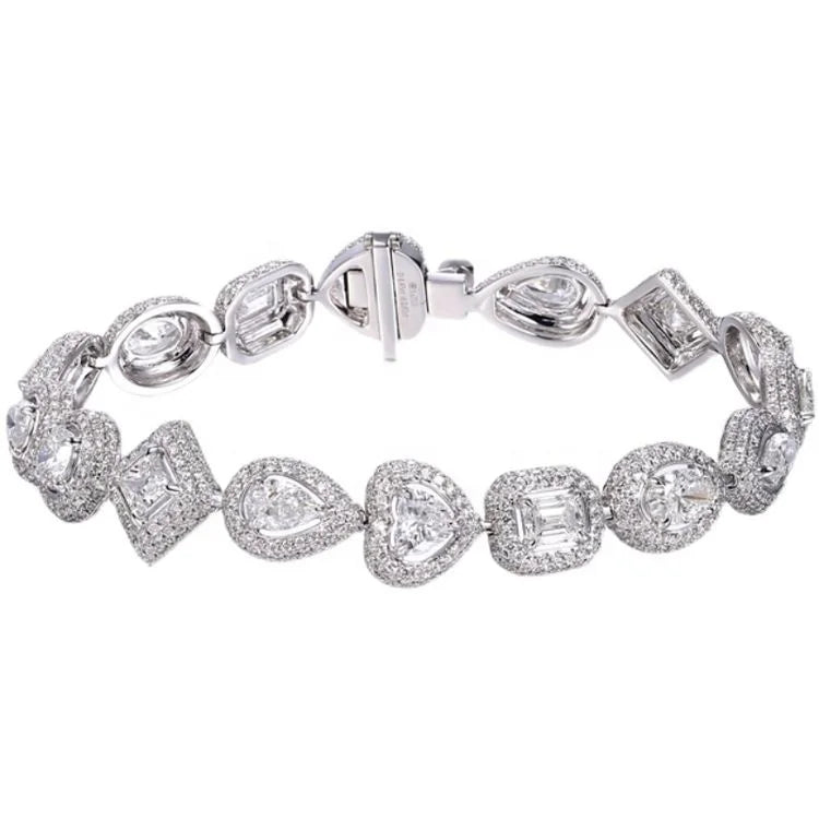 Factory Wholesale 18K Gold Lab Diamond Fancy Cut Round Cut Tennis Fashion Jewelry Charm Bracelet MegaBDM