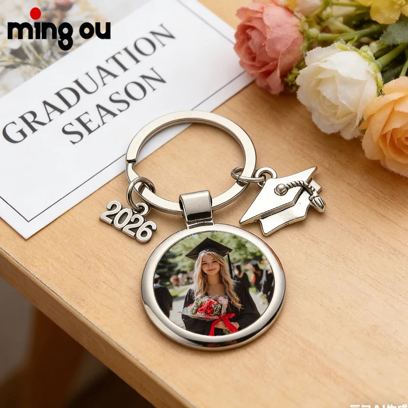 Graduation Season Gift Keychain Metal Blank for School Souvenirs Factory in Stock Sublimation Graduation Keychain