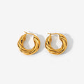 Fashion Stainless Steel Jewelry 18K Gold Plated Twisted Hoop Earrings for Women