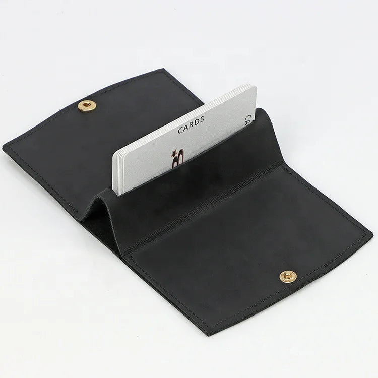 High Capacity Business Minimalist Credit Card Holder Case Stand Top Grain Genuine Leather Visit Card Holder