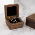 POYA Square Double Ring Box Proposal Walnut Wedding Wooden Ring Box Engagement Anniversary Jewelry
