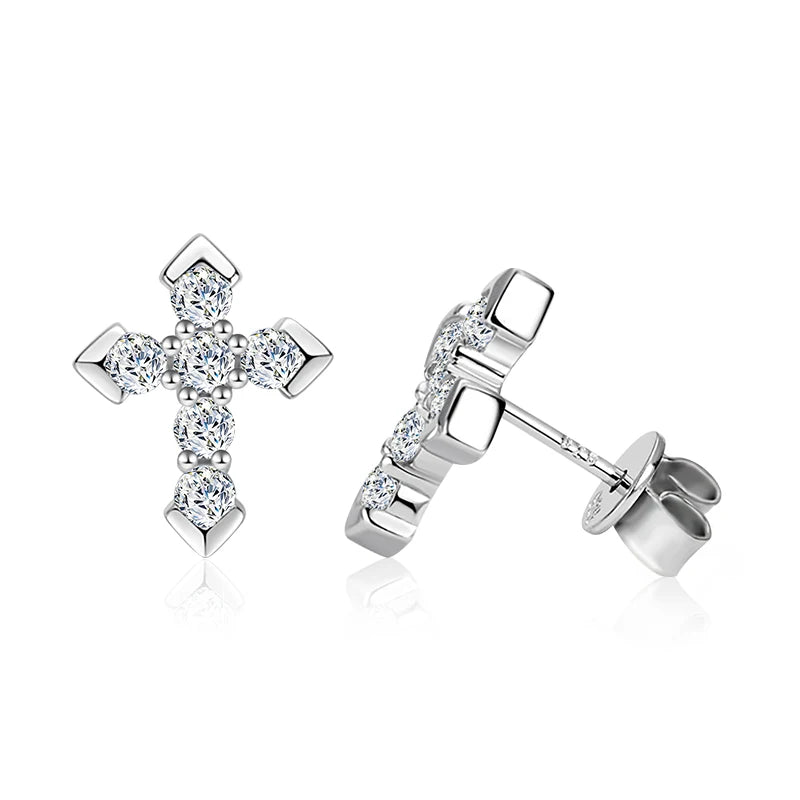 Moissanite Diamond Cross Earrings 925 Sterling Silver for  Men Women Fine Jewelry Charm