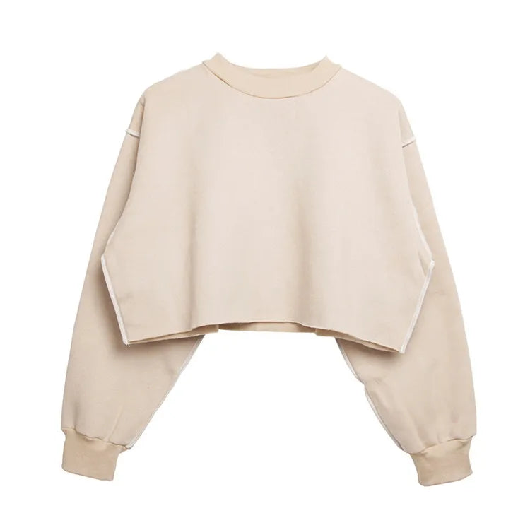 Custom logo Long Sleeve Bulk Blank Women Blank Cropped Top Sweatshirts