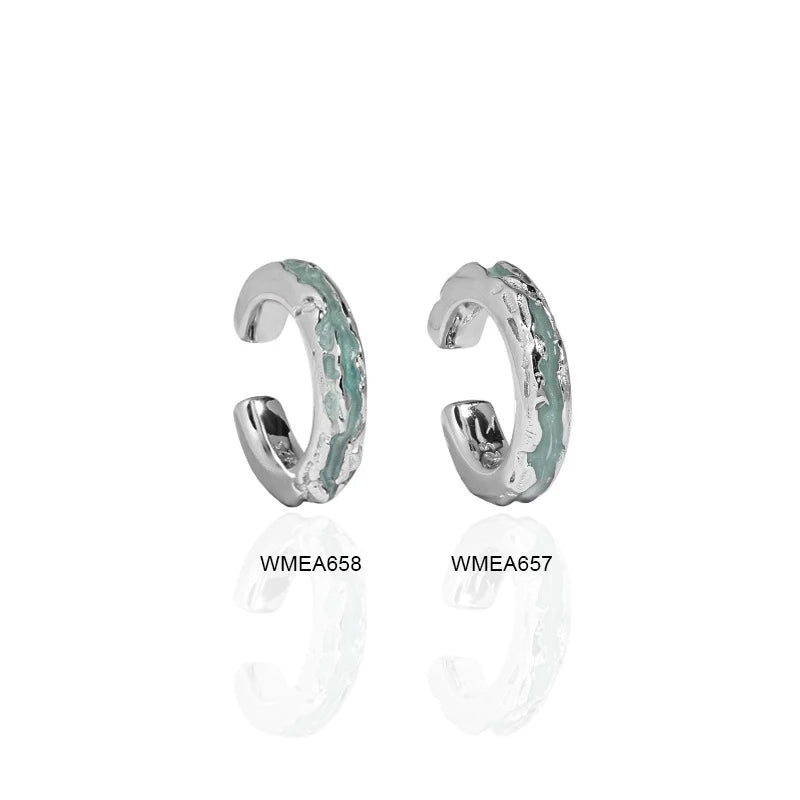 Irregular Wave Enamel  C-shaped Clip on Earring for Women Girl Party Wedding Enamel Stacking Ear Cuff Enamel lava Ear Cuff