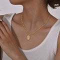 Vintage High Quality Trendy Summer 18k Gold Plated Stainless Steel Madonna Beaded Snake Chain Pendant Necklace for Women