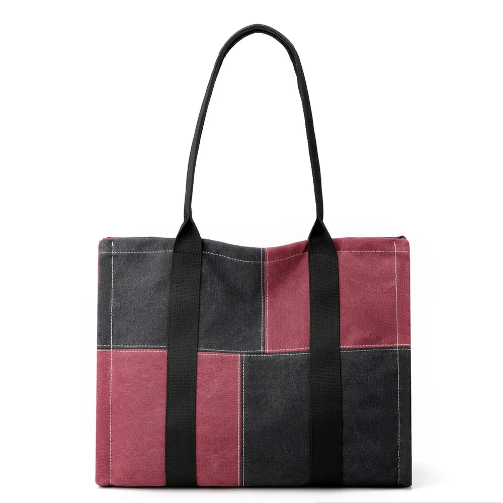 2023 New March High Quality Fashion Women's Shoulder Bag Solid Style Large Capacity Zipped Canvas Storage Bag