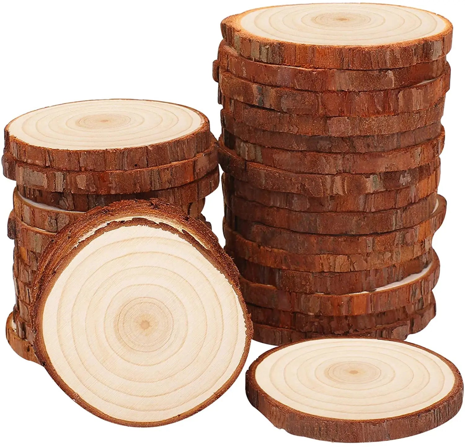 DIY Unfinished Natural Round Pine Wood Slices for Crafts Wooden Decoration Signs Tree Bark Log Circle for Christmas DIY Crafts