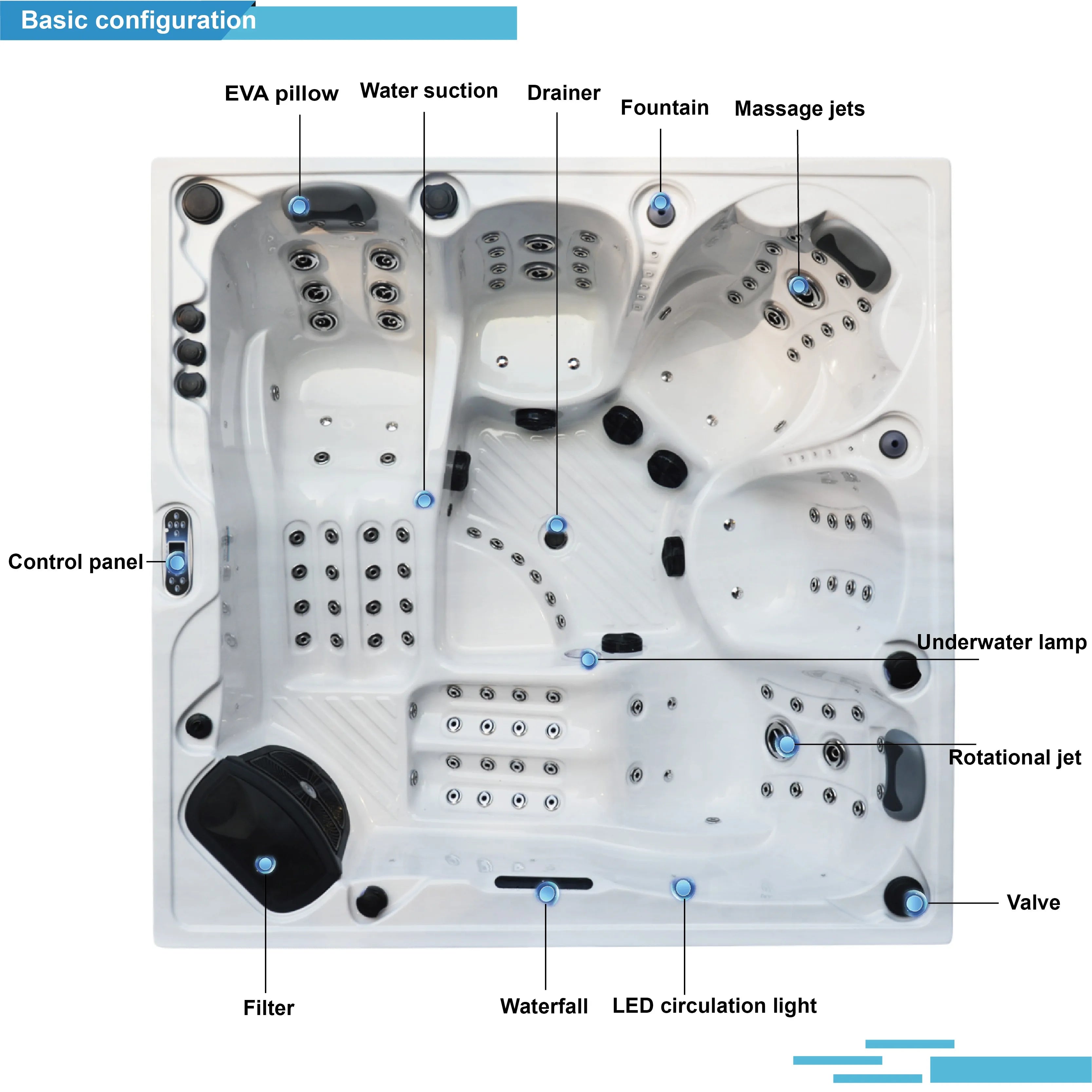 SUNRANS High Quality Energy Saving 5-Person Capacity 106 Jets Hot Tub for Spa Modern Design for Indoor and Outdoor Use