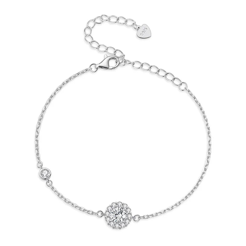 Factory Wholesale Inspirational Bracelet 925 Sterling Silver Fine Jewelry Sublimation 0.5CT Moissanite Bracelets for Women