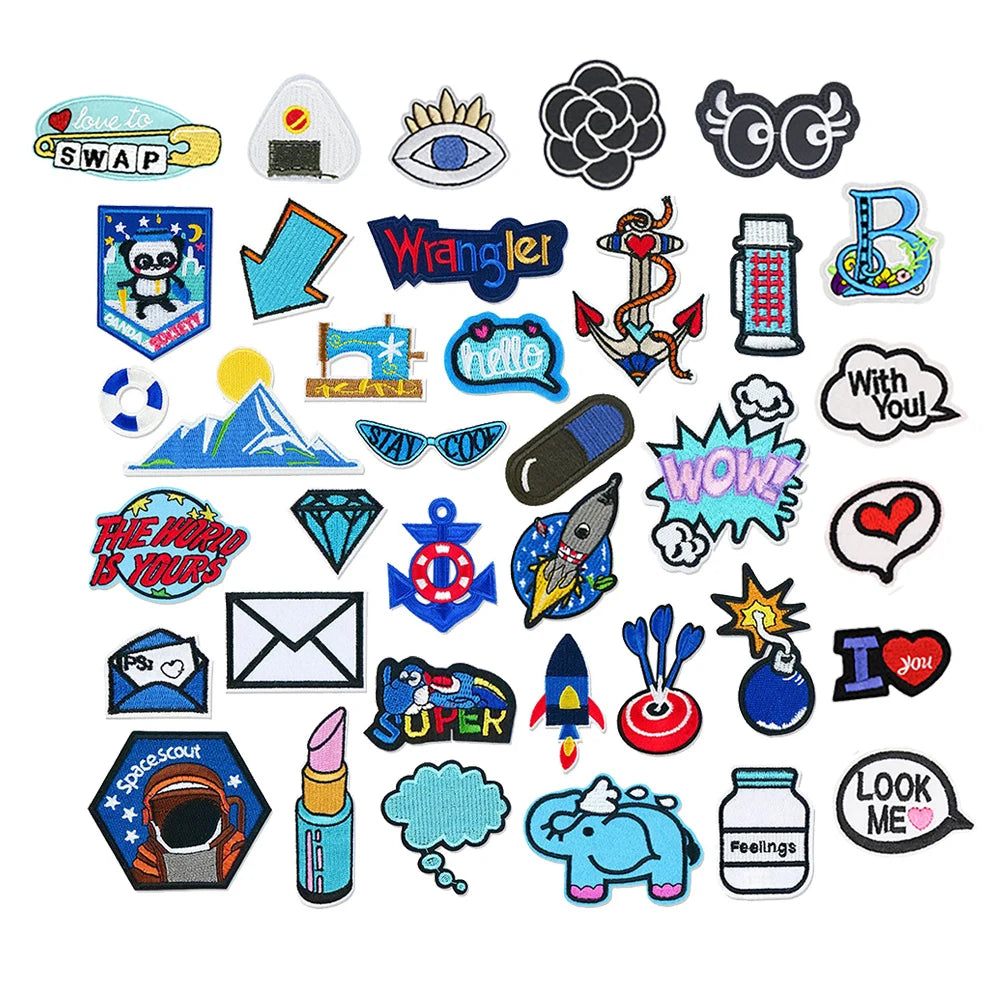 Wholesale Price Iron on Customised Felt Embroidery Royal Blue Patch for Garment Bag Cap
