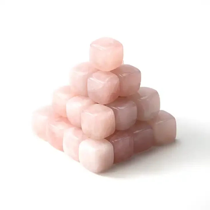 Wholesale Natural Polished Rose Quartz Cube Whiskey Stones Reusable Crystal Chilling Ice Wine Stones Bar Drink Cooler Gemstone