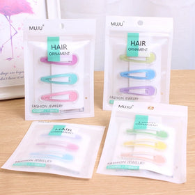 3-Piece Set of Candy Color Metal Hair Clips for Kids Basic Drop Hairgrips Accessory