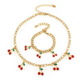 DAIHE Fashionable and Elegant Red Cherry Jewelry Set Popular Jewelry Simple Necklace Bracelet