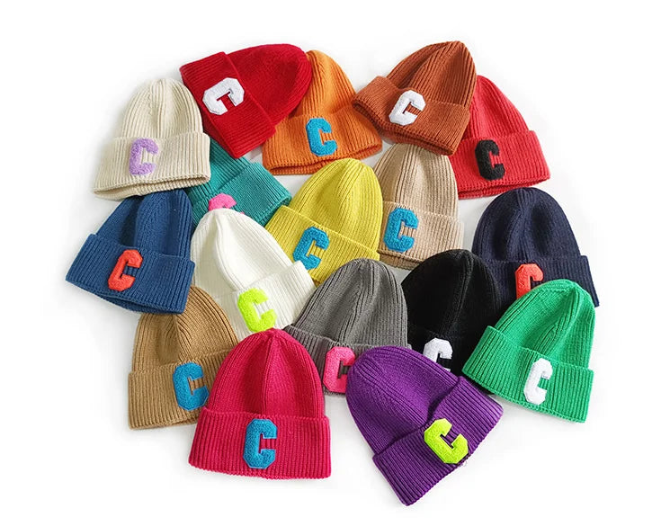 N44 Women Acrylic Blend Slouchy Cuff Woven Label C Ski Cap Mens Custom Winter Knit Skull Hat Beanie