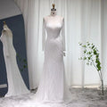 Ruolai ASA-SS39 Modest Scoop Long Sleeve Beading Evening Dresses Sequin Sheath Party Prom Dresses for Women