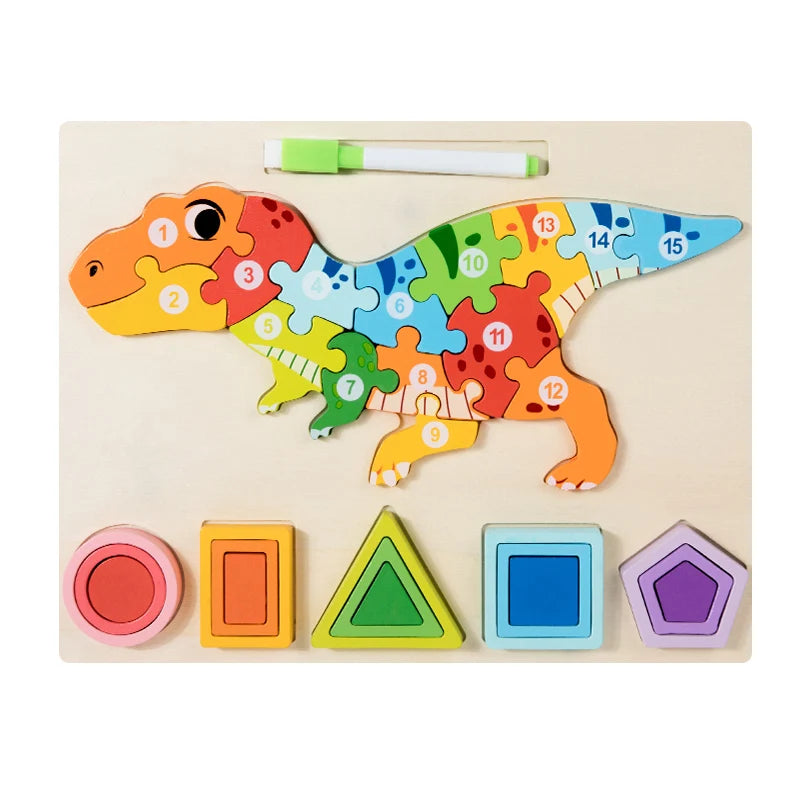Ce Cpc Certified Cute Wooden 3D Puzzles Hot Selling Educational Toys for Kids Unisex Wood Jigsaw Game for Children to Play