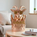 Rose Gold Resin Statue with Goat Sculpture Crown Style Hand-Painted Fashion Item for Individualistic Style Holiday Gift Model