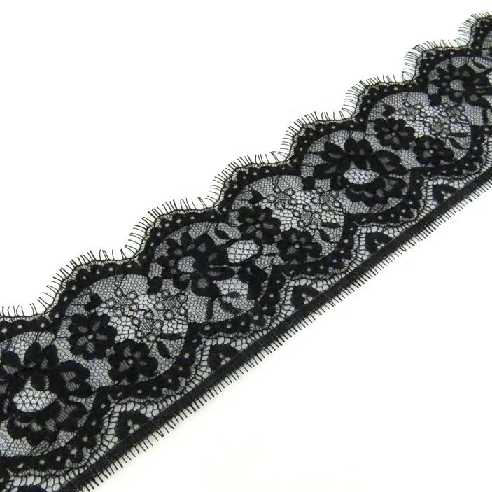 Sewing Floral Bridal Lace Trim Black for Garment Decorations LT2134B
