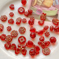 Retro 10-29mm Red Star Butterfly Flower Bow Oval Bear Loose Bead Charm Acrylic Beaded for DIY Jewelry Making Accessories