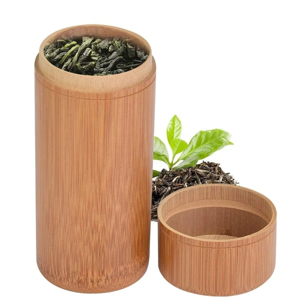 Bamboo Tea Storage Box Bamboo Stash Jar Bamboo Spice Canisters Box KItchen Utensil Holder Caddy Storage Container Organizer