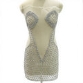 New Arrival Design Sexy Handmade Glass Diamond Rhinestone Silver Rhinestone Bodice Applique Corset for Dresses