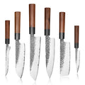 Professional Cooking Knifes Exclusive Design 5 Piece Wood Cuchillos Kitchen Knives Japanese Stainless Steel Chef Knife Set