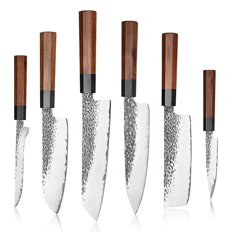 Professional Cooking Knifes Exclusive Design 5 Piece Wood Cuchillos Kitchen Knives Japanese Stainless Steel Chef Knife Set
