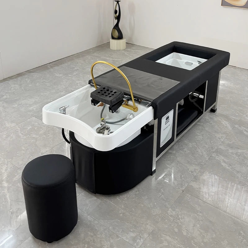 New Design Thai Head Spa Lay Down Washing Hair Chair Salon Electric Pedicure Massage Shampoo Tables Bed With Water Circulation
