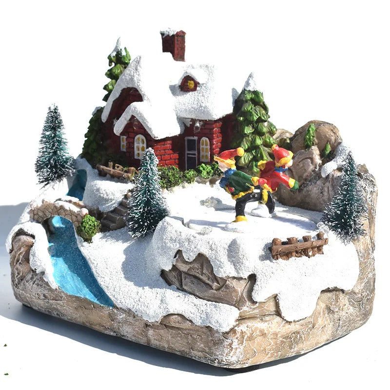 Christmas Ornaments European Style Luminous Music Small House LED Lights Snow House Window Christmas Decoration Gift