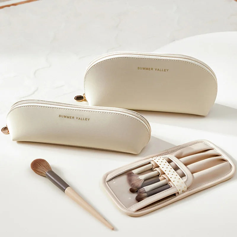 High-end Fashion PU Zipper Makeup Brush Storage Bag Portable Waterproof Multifunctional for & Cosmetic Bag