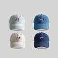 Landfond Cotton Light Dark Wash Denim Pink Lovely Dot Cat Embroidery Dad Hat Soft Top Baseball Cap