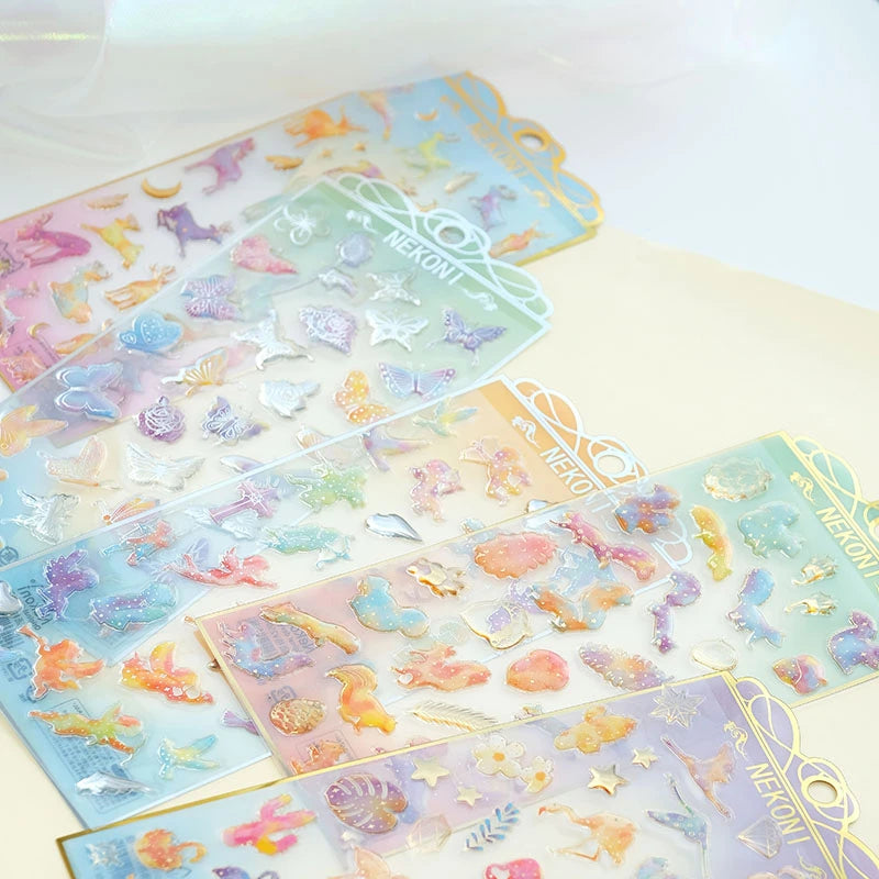 Nekoni Sparkle Crystal Gilded Fun Craft Stickers for Scrapbooks Planners Gifts and Rewards Waterproof Glitter Stickers
