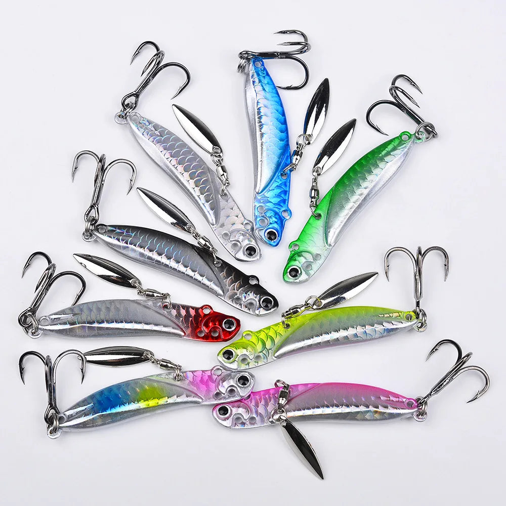 New Vibrating VIB Saltwater Fishing Lures 5g/10g/12g/15g/20g Fishing Spoon Metal Spinner Blades for Fishing Lures