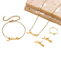 Cute Balloon Air Dog Collarbone Puppy Necklace Earrings Titanium Steel 18k Gold Bracelet Ornament Set